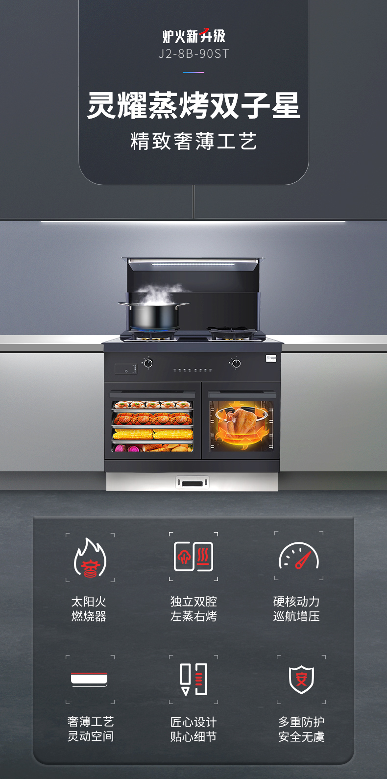 帥豐J2靈耀蒸烤獨立集成灶