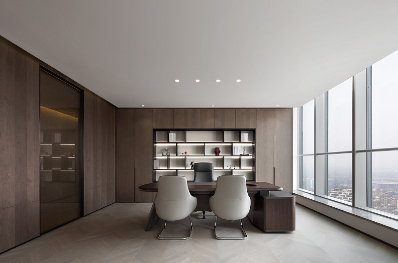 帥豐全屋定制案例| 經(jīng)典木紋 極簡主義——定義辦公空間的平衡美學