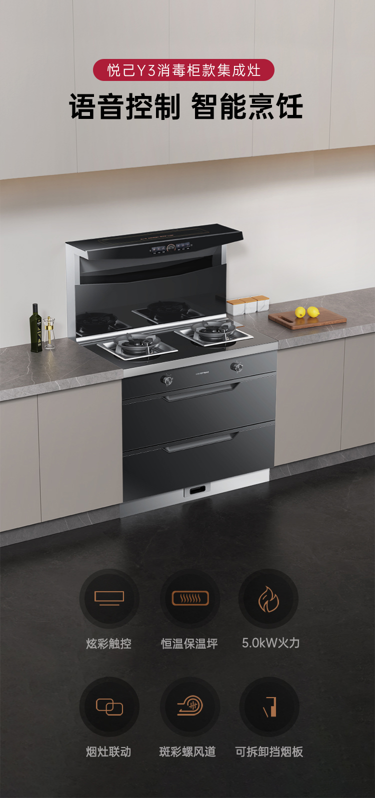 帥豐悅己Y3消毒柜款集成灶