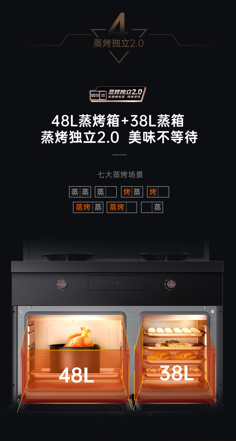 帥豐星辰X1雙子星蒸烤獨立(90S)集成灶