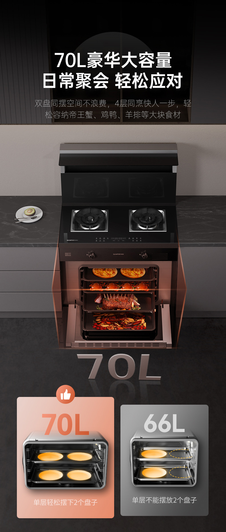 帥豐V3K01蒸烤一體集成灶