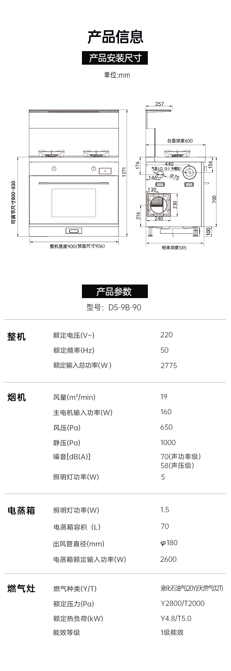 帥豐多多D5蒸箱款集成灶